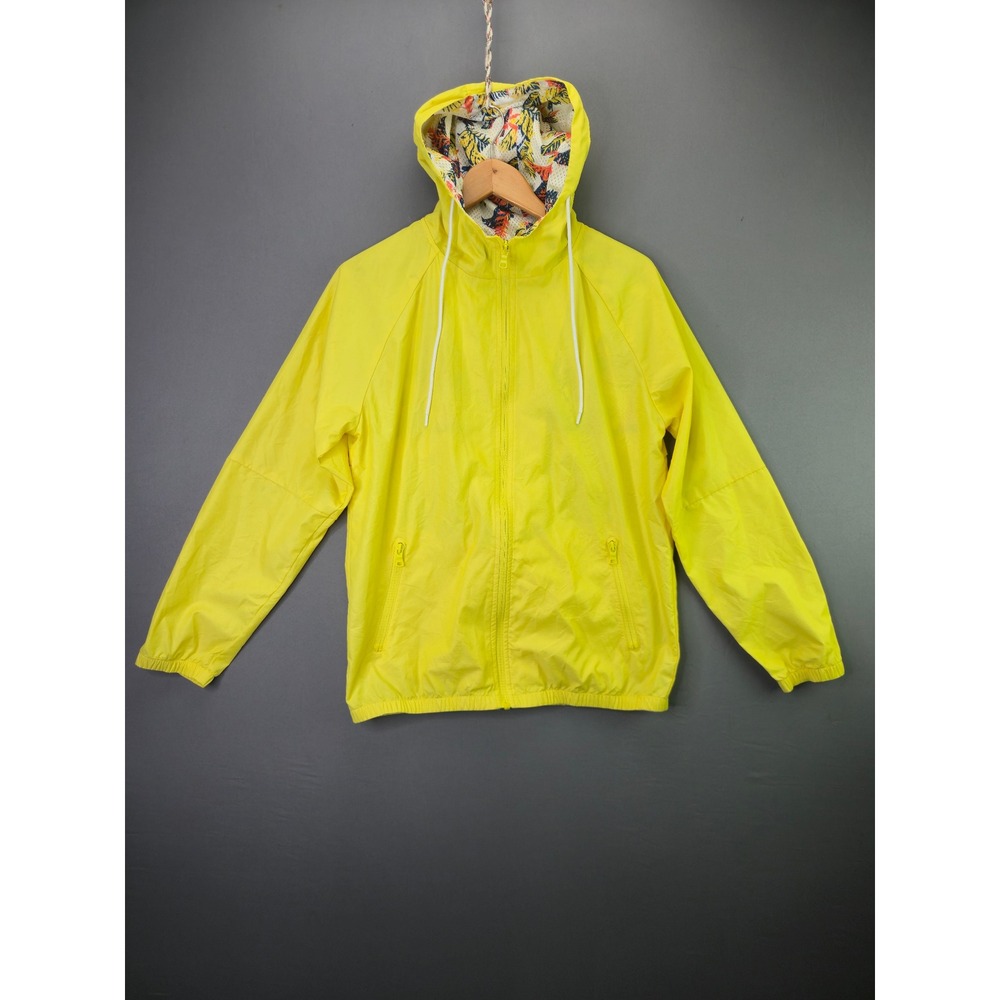 Original Use Windbreaker Jacket Hooded Small Yellow Water Resistant Tropical